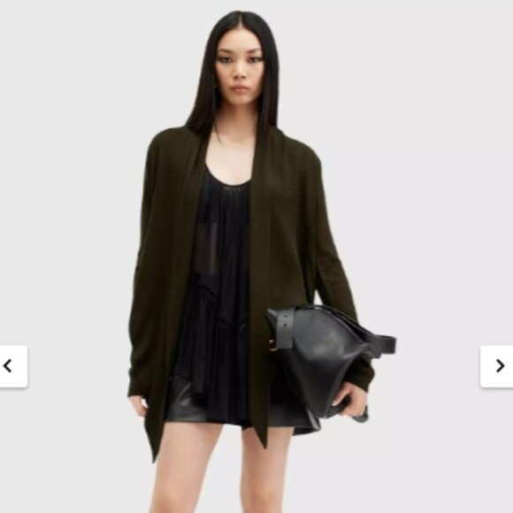 All Saints NWT Wasson Pirate Lightweight Cardigan Tarmac ( green) Size medium - Picture 4 of 5